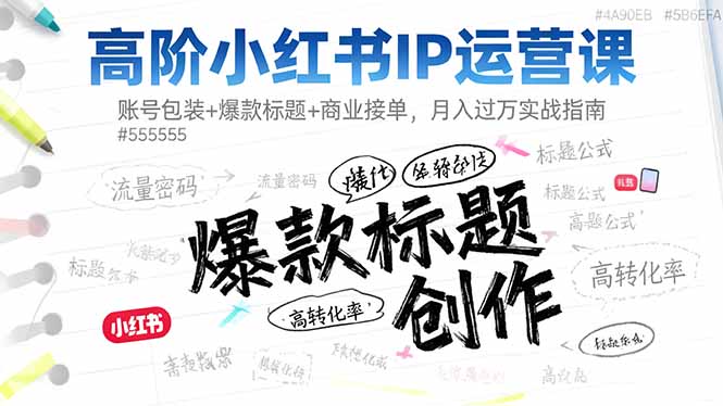 高阶小红书IP运营课：账号包装+爆款标题+商业接单，月入过万实战指南 - 技研社-技研社