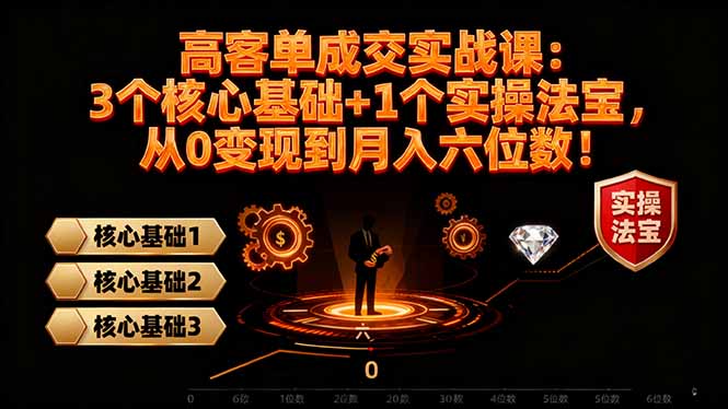 高 客单成交实战课：3个核心基础+1个实操法宝，从0变现到月入六位数！ - 技研社-技研社