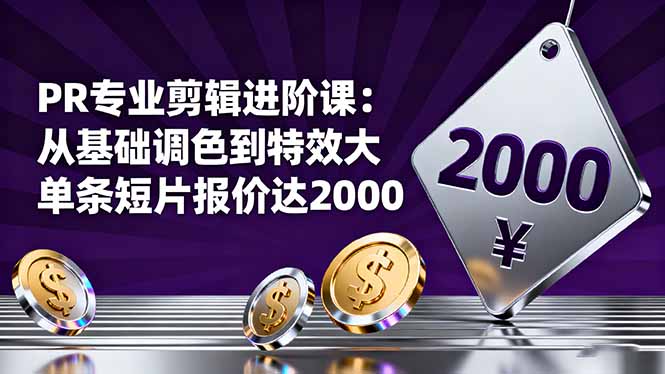 )PR专业剪辑进阶课:从基础调色到特效大片的进阶技能,单条短片报价达2000 )PR专业剪辑进阶课:从基础调色到特效大片的进阶技能,单条短片报价达2000