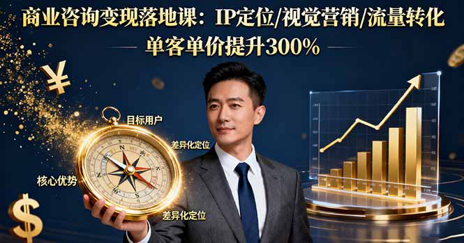 商业咨询变现落地课:IP定位/视觉营销/流量转化,单客单价提升300% 商业咨询变现落地课:IP定位/视觉营销/流量转化,单客单价提升300%