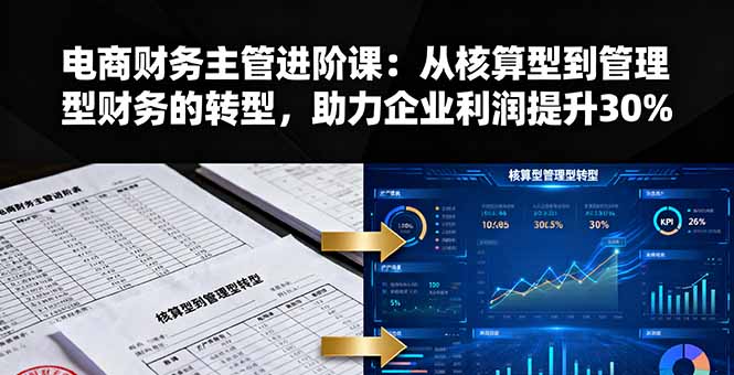 电商财务主管进阶课：从核算型到管理型财务的转型，助力企业利润提升30% - 技研社-技研社