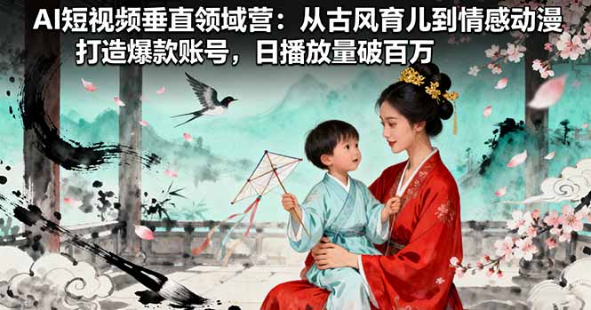 AI短视频垂直领域营:从古风育儿到情感动漫,打造爆款账号,日播放量破百万 AI短视频垂直领域营:从古风育儿到情感动漫,打造爆款账号,日播放量破百万