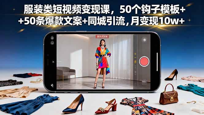 服装类短视频变现课,50个钩子模板+50条爆款文案+同城引流,月变现10w+ 服装类短视频变现课,50个钩子模板+50条爆款文案+同城引流,月变现10w+