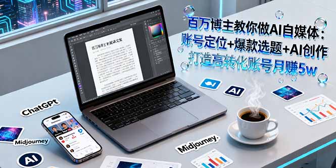 百万博主教你做AI自媒体：账号定位+爆款选题+AI创作 打造高转化账号月赚5w - 技研社-技研社