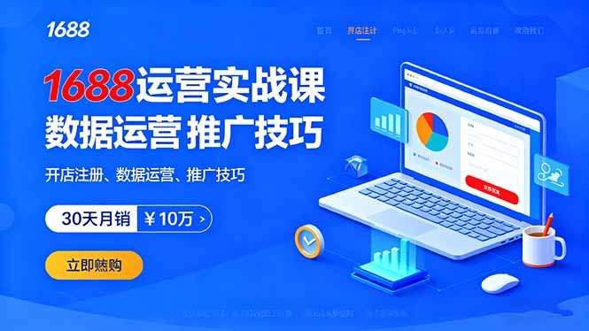 1688运营实战课:开店注册,数据运营-技研社