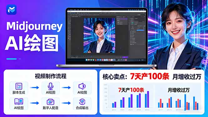 AI绘图照片开口说话视频制作：Midjourney+数字人，7天产100条月增收过万 - 技研社-技研社