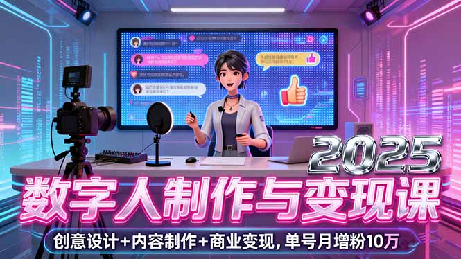 2025数字人制作与变现课,创意设计+内容制作+商业变现,单号月增粉10万+ 2025数字人制作与变现课,创意设计+内容制作+商业变现,单号月增粉10万+