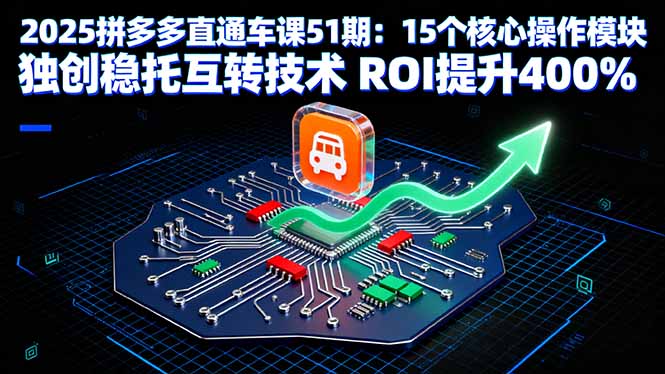 2025拼多多直通车课51期：15个核心操作模块 独创稳托互转技术 ROI提升400% - 技研社-技研社