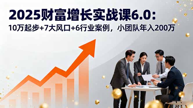 2025财富增长实战课6.0:10万起步+7大风口+6行业案例,小团队年入200万 2025财富增长实战课6.0:10万起步+7大风口+6行业案例,小团队年入200万
