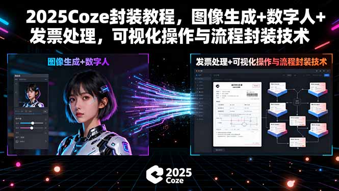 2025Coze封装教程,图像生成+数字人+发票处理,可视化操作与流程封装技术 2025Coze封装教程,图像生成+数字人+发票处理,可视化操作与流程封装技术
