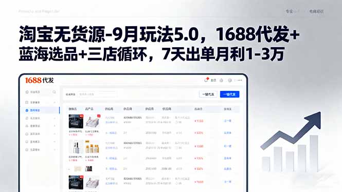 淘宝无货源-9月玩法5.0,1688代发+蓝海选品+三店循环,7天出单月利1-3万 淘宝无货源-9月玩法5.0,1688代发+蓝海选品+三店循环,7天出单月利1-3万