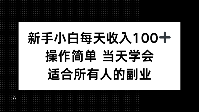 新手小白每天收入100+:操作简单,当天学会-技研社