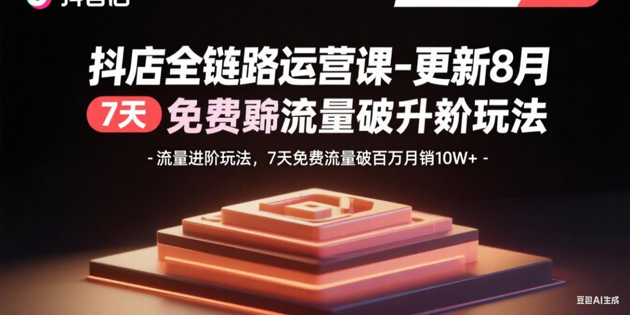 抖店全链路运营课-更新8月:流量进阶玩法,7天免费流量破百万月销10W+ 抖店全链路运营课-更新8月:流量进阶玩法,7天免费流量破百万月销10W+