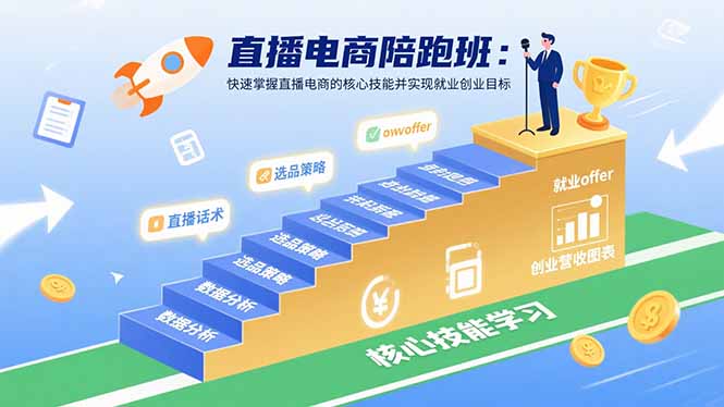 直播电商陪跑班:快速掌握直播电商的核心技能并实现就业/创业目标 直播电商陪跑班:快速掌握直播电商的核心技能并实现就业/创业目标