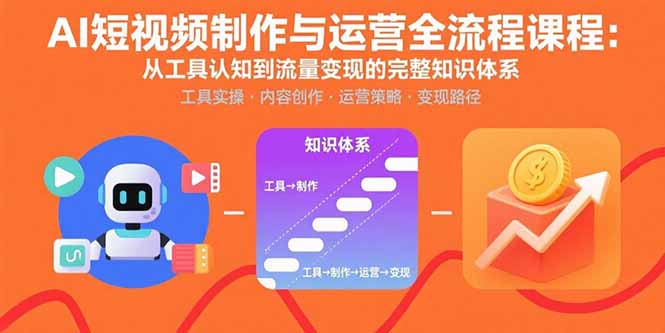 AI短视频制作与运营全流程课程:从工具认知到流量变现的完整知识体系 AI短视频制作与运营全流程课程:从工具认知到流量变现的完整知识体系