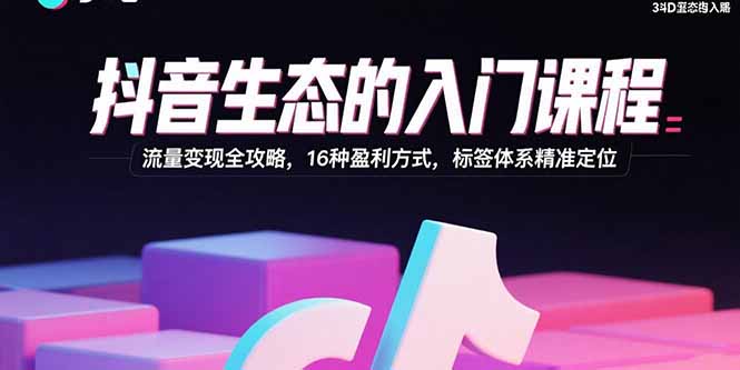 抖音生态的入门课程:流量变现全攻略,16种盈利方式,标签体系精准定位 抖音生态的入门课程:流量变现全攻略,16种盈利方式,标签体系精准定位