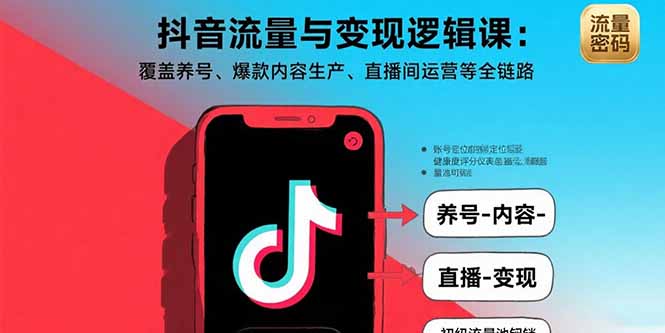 抖音流量与变现逻辑课:覆盖养号、爆款内容生产、直播间运营等全链路 抖音流量与变现逻辑课:覆盖养号、爆款内容生产、直播间运营等全链路