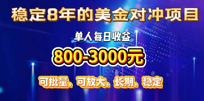 稳定8年的美金对冲创业项目，单人每日收益800-3000，小众暴力项目 - 技研社-技研社