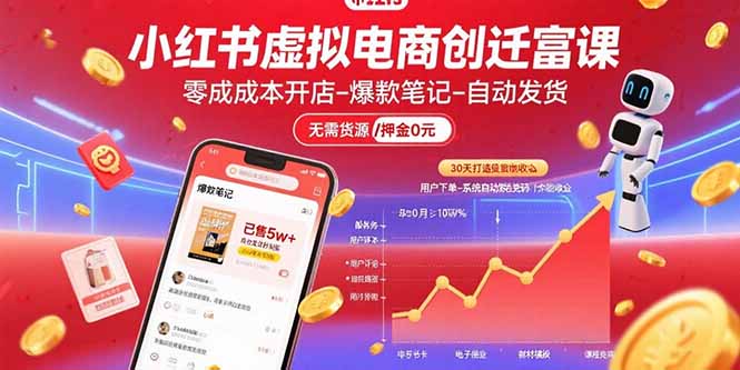 小红书虚拟电商创富课:零成本开店/爆款笔记/自动发货,30天打造被动收入 小红书虚拟电商创富课:零成本开店/爆款笔记/自动发货,30天打造被动收入