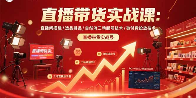 直播带货实战课:直播间搭建/选品排品/自然流三场起号技术/微付费投放技术 直播带货实战课:直播间搭建/选品排品/自然流三场起号技术/微付费投放技术
