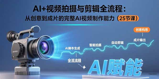 AI+视频拍摄与剪辑全流程:从创意到成片的完整AI视频制作能力(25节课) AI+视频拍摄与剪辑全流程:从创意到成片的完整AI视频制作能力(25节课)