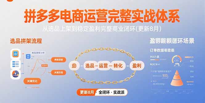 拼多多电商运营完整实战体系，从选品上架到稳定盈利完整商业闭环(更新8月) - 技研社-技研社