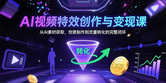 AI视频特效创作与变现课:从AI素材获取、创意制作到流量转化的完整闭环 AI视频特效创作与变现课:从AI素材获取、创意制作到流量转化的完整闭环