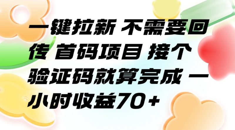一键拉新 不需要回传 首码项目 接个验证码就算完成 一小时收益70+ - 技研社-技研社