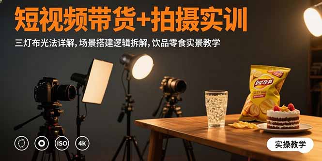 短视频带货+拍摄实训:三灯布光法详解,场景搭建逻辑拆解,饮品零食实景教学 短视频带货+拍摄实训:三灯布光法详解,场景搭建逻辑拆解,饮品零食实景教学