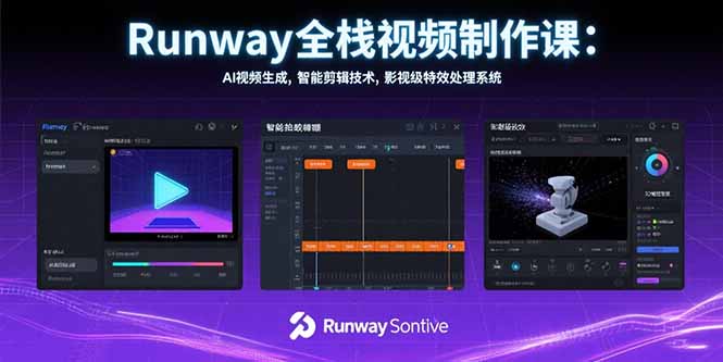 Runway全栈视频制作课：AI视频生成，智能剪辑技术，影视级特效处理系统 - 技研社-技研社