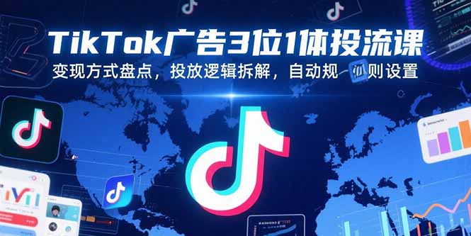 TikTok广告3位1体投流课，变现方式盘点，投放逻辑拆解，自动规则设置 - 技研社-技研社