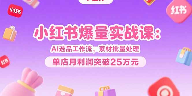 小红书爆量实战课:AI选品工作流,素材批量处理-技研社