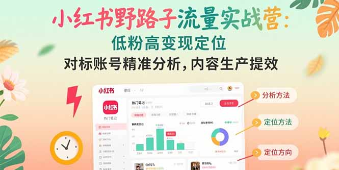 小红书野路子流量实战营:低粉高变现定位 对标账号精准分析 内容生产提效 小红书野路子流量实战营:低粉高变现定位 对标账号精准分析 内容生产提效