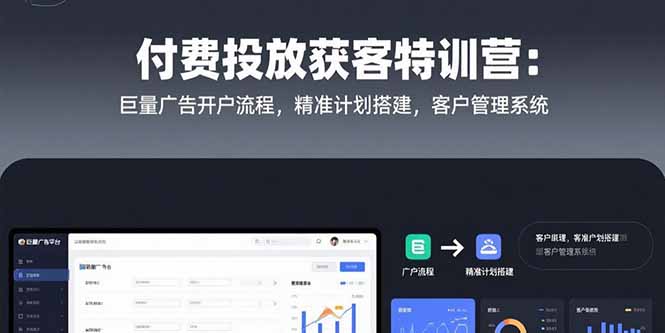 付费投放获客特训营:巨量广告开户流程,精准计划搭建,客户管理系统-技研社