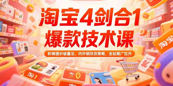 淘宝4剑合1爆款技术课73期:阶梯提价破量法,内外销双改策略 全站推广拉升 淘宝4剑合1爆款技术课73期:阶梯提价破量法,内外销双改策略 全站推广拉升