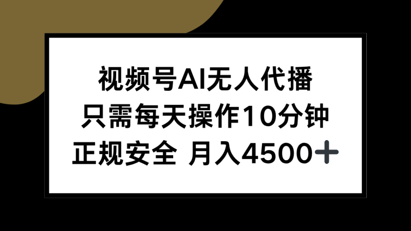 视频号AI无人代播，只需每天操作10分钟，正规安全，月入4500+ - 技研社-技研社
