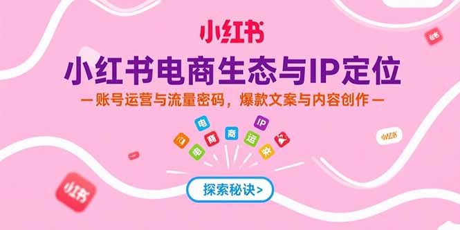 小红书电商生态与IP定位,账号运营与流量密码,爆款文案与内容创作 小红书电商生态与IP定位,账号运营与流量密码,爆款文案与内容创作