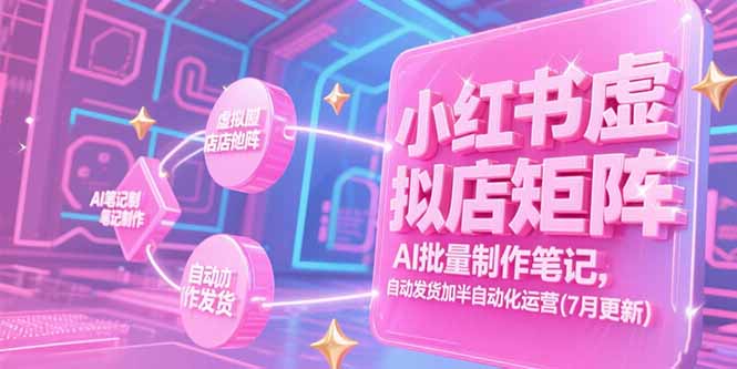 小红书虚拟店矩阵,AI批量制作笔记,自动发货加半自动化运营(7月更新) 小红书虚拟店矩阵,AI批量制作笔记,自动发货加半自动化运营(7月更新)