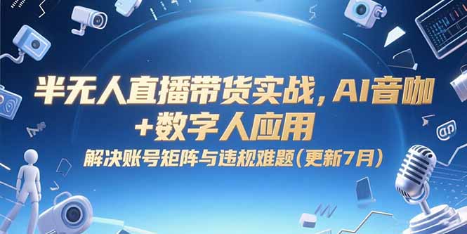 半无人直播带货实战,AI音咖+数字人应用 解决账号矩阵与违规难题(更新7月) 半无人直播带货实战,AI音咖+数字人应用 解决账号矩阵与违规难题(更新7月)
