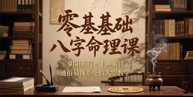 零基础八字命理课,阴阳五行+十神解读,通俗易懂拒绝假大空教学 零基础八字命理课,阴阳五行+十神解读,通俗易懂拒绝假大空教学