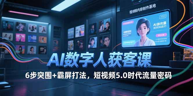 AI数字人获客课:6步突围+霸屏打法,短视频5.0时代流量密码-技研社
