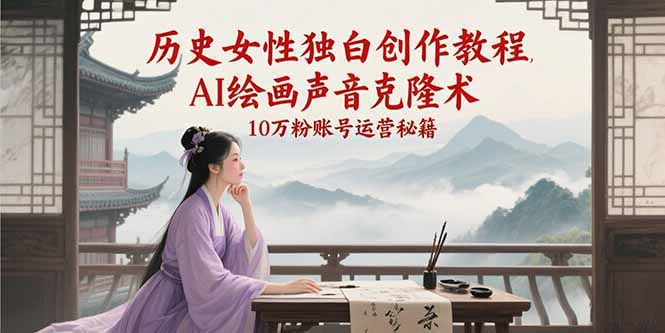 历史女性独白创作教程，AI绘画声音克隆术，10万粉账号运营秘籍 - 技研社-技研社