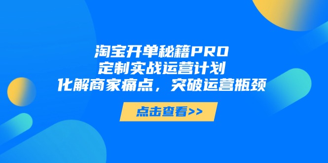 淘宝开单秘籍PRO,定制实战运营计划,化解商家痛点,突破运营瓶颈 淘宝开单秘籍PRO,定制实战运营计划,化解商家痛点,突破运营瓶颈