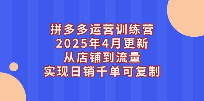 拼多多运营训练营2025年4月更新,从店铺到流量,实现日销千单可复制 拼多多运营训练营2025年4月更新,从店铺到流量,实现日销千单可复制