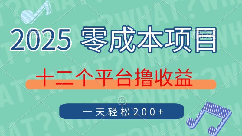 2025年零成本项目，十二个平台撸收益，单号一天轻松200+ - 技研社-技研社