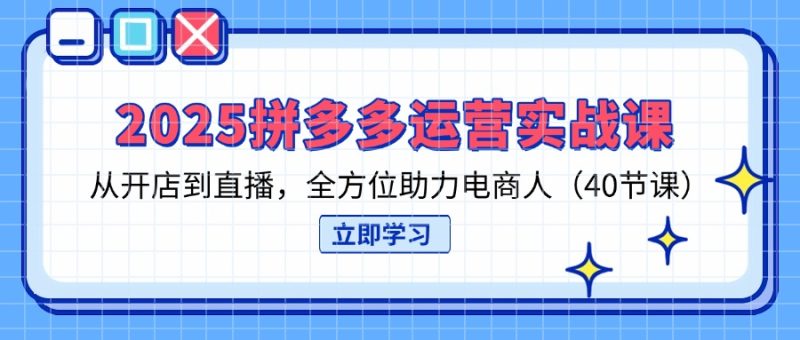 2025拼多多运营实战课:从开店到直播,助力电商人-技研社