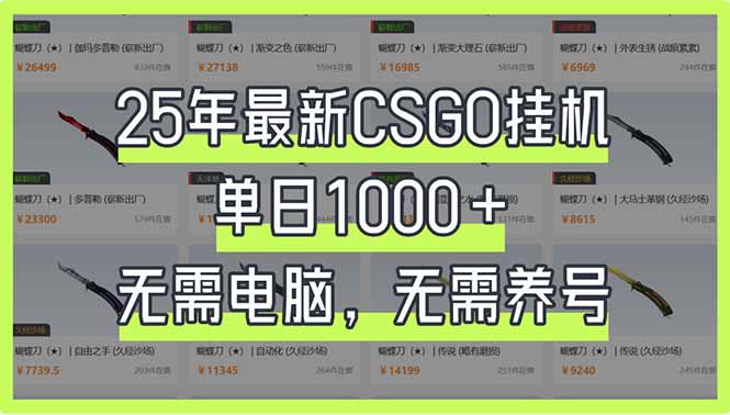 25年最新CSGO挂机系统：单日1000+，无需电脑-技研社