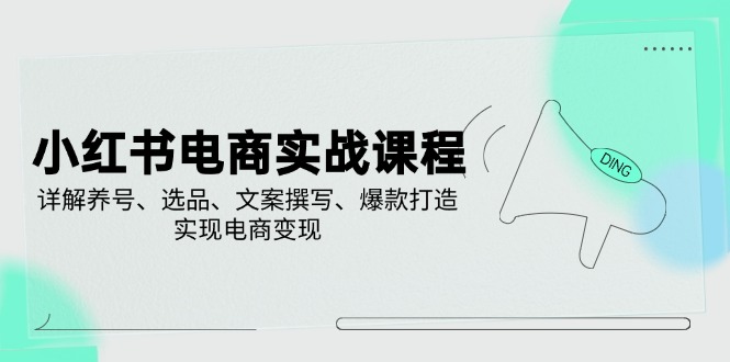 小红书电商实战课程,详解养号、选品、文案撰写、爆款打造,实现电商变现 小红书电商实战课程,详解养号、选品、文案撰写、爆款打造,实现电商变现