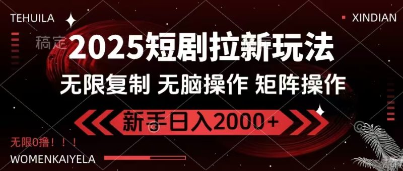 2025短剧拉新玩法,无需注册登录,无限0撸,无脑批量操作日入2000+ - 技研社-技研社