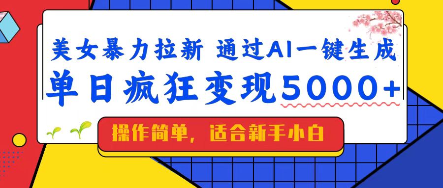 美女暴力拉新,通过AI一键生成,单日疯狂变现5000+,纯小白一学就会! 美女暴力拉新,通过AI一键生成,单日疯狂变现5000+,纯小白一学就会!